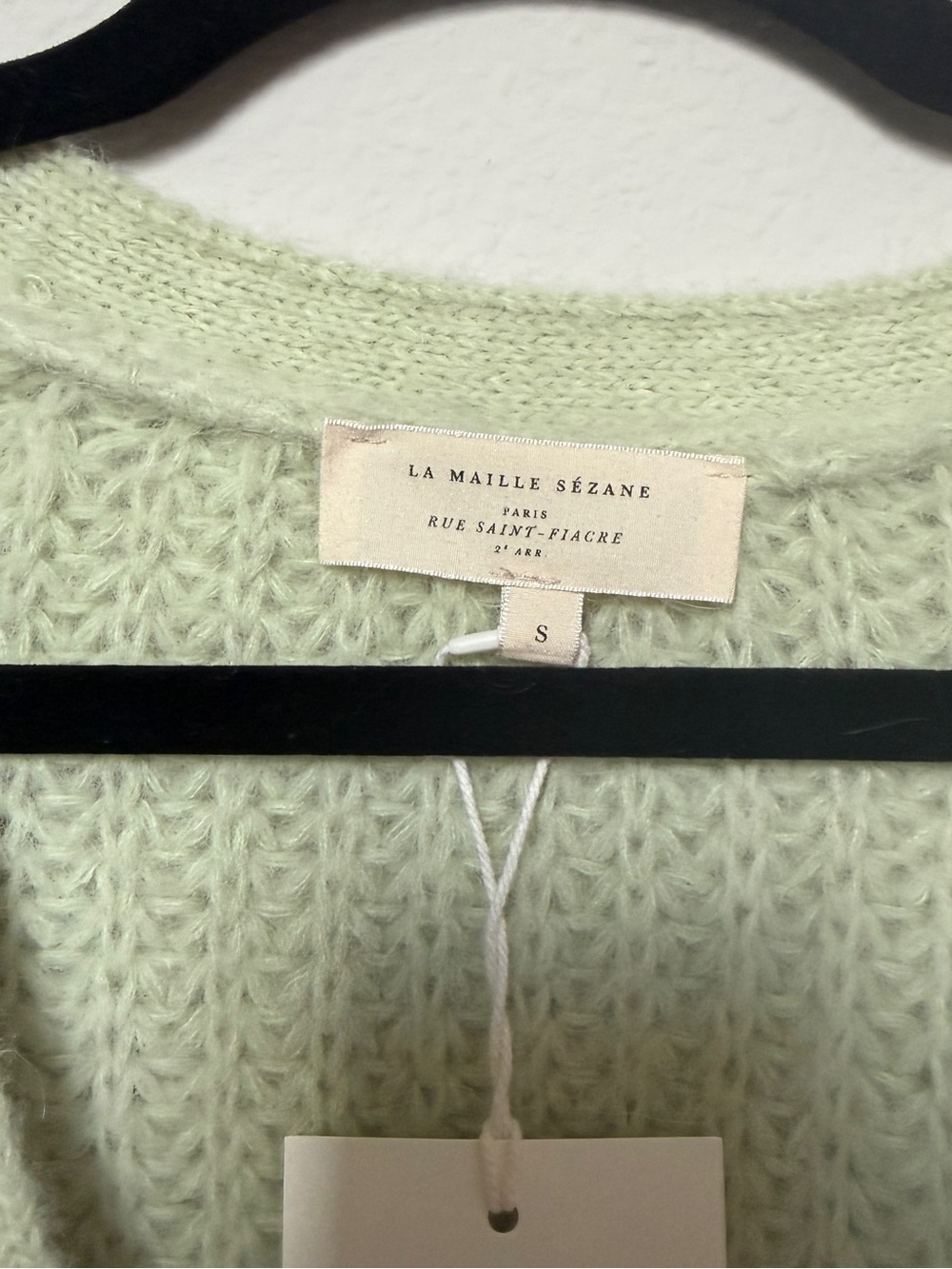 Sezane Alpaca Soft Mint Green Ribbed Button Basile Cardigan - Picture 4 of 8